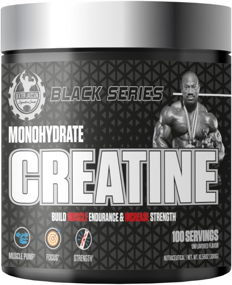 Creatina monoidrata della serie nera | 300g | 100 Serve | Creatina micronizzata Premium per resistenza, crescita del muscolo e recupero