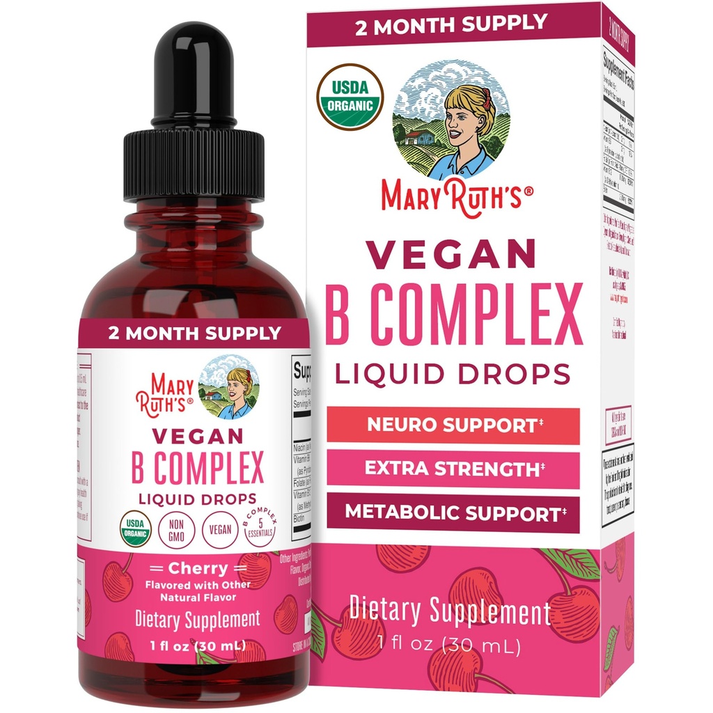 MaryRuth Organics Vitamin B Complex | B Vitamins Complex | Biotin | Vitamina B12 | Niacin | Folate | Integratore di supporto metabolico | Vegan | USDA Organic | Non-GMO | Gluten Free | 2 mesi di alimentazione