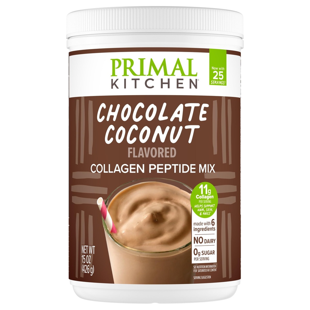Primal Cucina Cioccolato Collagen Fuel® Drink Mix, Peptidi di Cocco di Cioccolato, Senza Latticini o Dolci Artificiali, 15 once