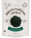 Organic Traditions Organic Spirulina Powder Vegan Non-GMO Superfood, 5.3oz (150g) Bag, 50 Serve per Bag