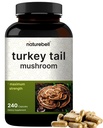NatureBell Turkey Tail Mushroom Capsule 15,000mg Per Serving, 240 Count | 25:1 Fruiting Body & Mycelium Extract – Immune & Brain Health Mushrooms Supplement.