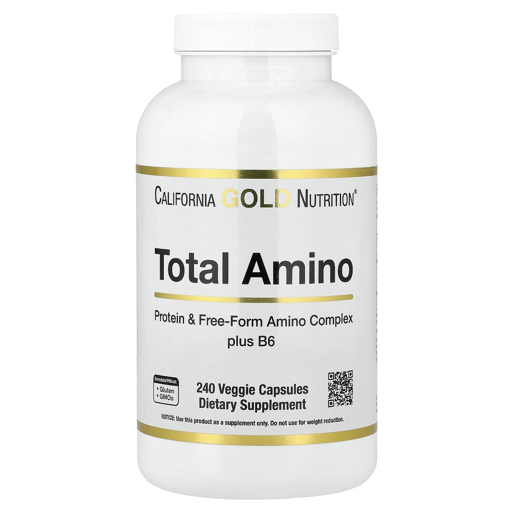 California Gold Nutrition Amino Totale con Vitamina B-6, e 20 Aminoacidi Blend, 240 capsule vegetali