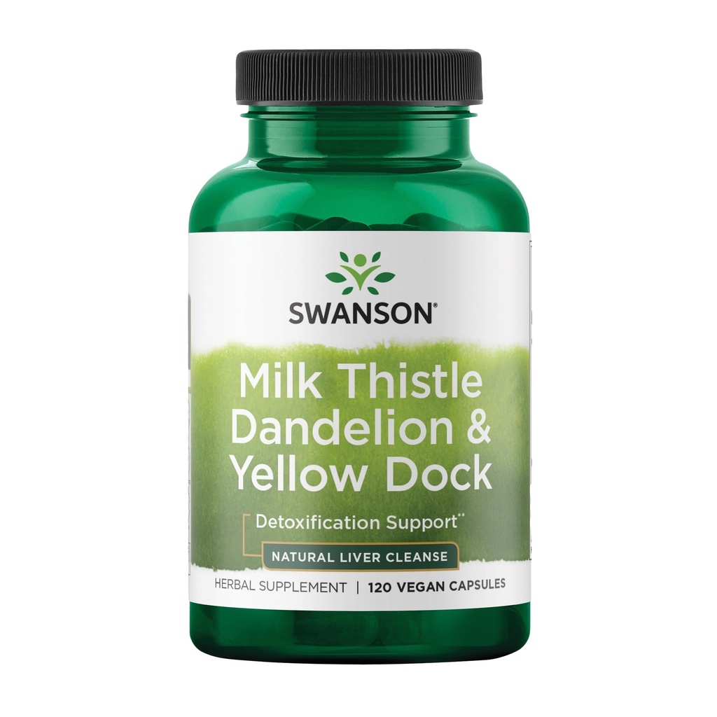 Swanson Milk Thistle, Dandelion & Yellow Dock - Herbal Liver Support Supplement - Integratore naturale che aiuta a mantenere la salute generale e il benessere - (120 capsule) (1 pacchetto)