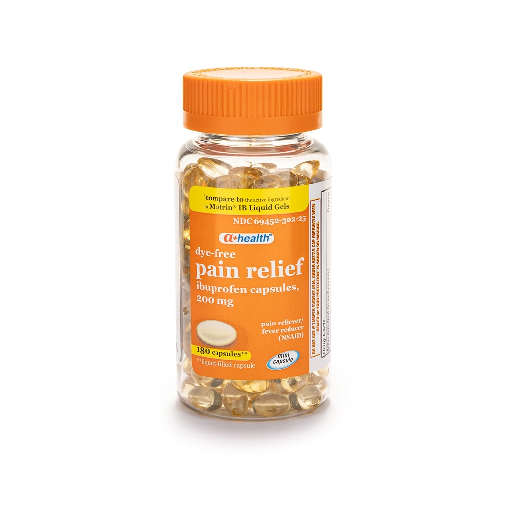 A+Health Dye-Free Ibuprofen 200 Mg Mini Softgels, Riduttore di dolore/Fever (NSAID), 180 Count