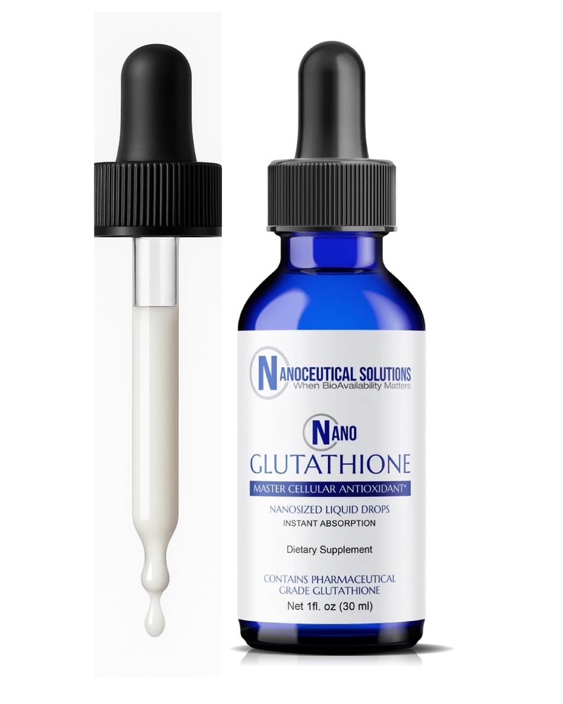 Nano Glutathione Drops by Nanoceutical Solutions, Pharmaceutical Grade Liquid Supplement, Assorbimento Ultra-Efficiente, Fino a 8 volte più alto di Glutathione Capsule | 30 Serve