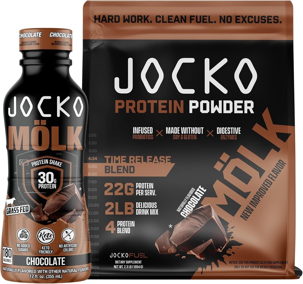 Jocko Fuel 2 Pack Bundle - Cioccolato MOLK Protein Powder & RTD Protein Shake