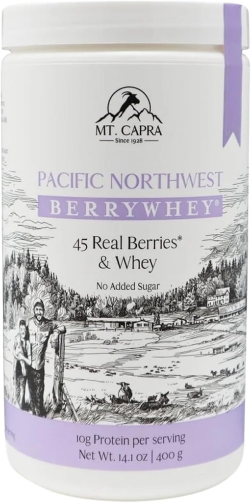 Mt. Capra Pacific Northwest BerryWhey | Sostituzione di Pasti non OGM Shake High in Antiossidanti con mirtilli localmente coltivati, Aronia Berry e Goat Whey Protein | 10 Servings - 14.1 oz