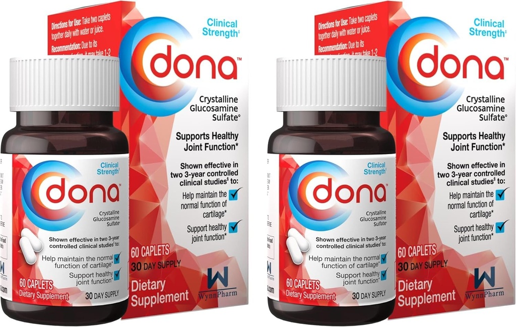 WynnPharm Dona Cristallina Glucosamine Sulfate, 750 Mg, Pillole di Integratore Congiunto per Ginocchio Comfort & Joint Health Support, 750 Mg, 60 Count (2 Pack).