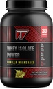 Whey Isolate Power Vanilla Milkshake, 26g di 100% Whey Protein Isolate per Serving to Build Lean Muscle -Vanilla Milkshake, 2lb- 30 Servings