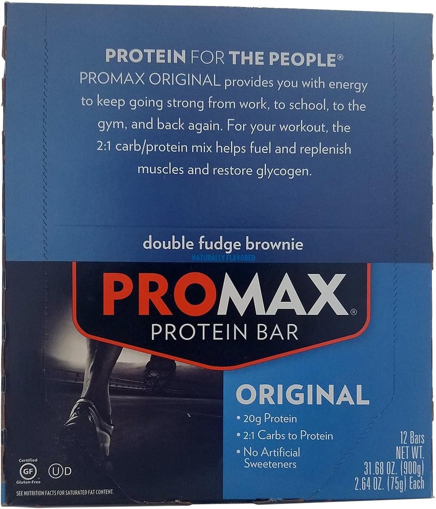 Promax Protein Bar Double Fudge Brownie - 12 - 2,64 oz (75 g) barre [31,68 oz (900 g)]