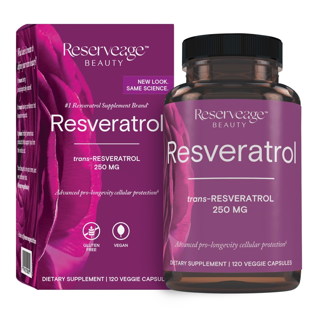 Riserva bellezza, Resveratrolo 250 mg, Supplemento antiossidante per la salute cardiaca e cellulare, Supporta l'invecchiamento sano e sistema immunitario, Paleo, Keto, 120 capsule