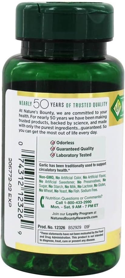 Estratto di aglio di Bounty della natura 1000 mg, 100 Softgel a rilascio rapido (Pack of 2)