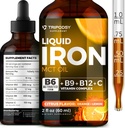 Supplemento di ferro liquido per le donne e gli uomini - Gocce di ferro con B6, B9, B12, vitamina C per l'anemia, Costruttore di sangue, Folate per globuli rossi e supporto immunitario MCT olio (2 FL OZ, Cirtruc)