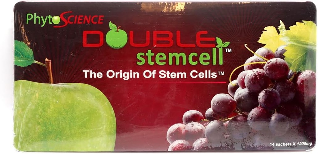Phytoscience Doppia Stem Cell Anti Aging Supplement Acai Berry Extract Blueberry Ridurre rughe Pores Pimples Fine Lines Skin Texture (14 Sachets)