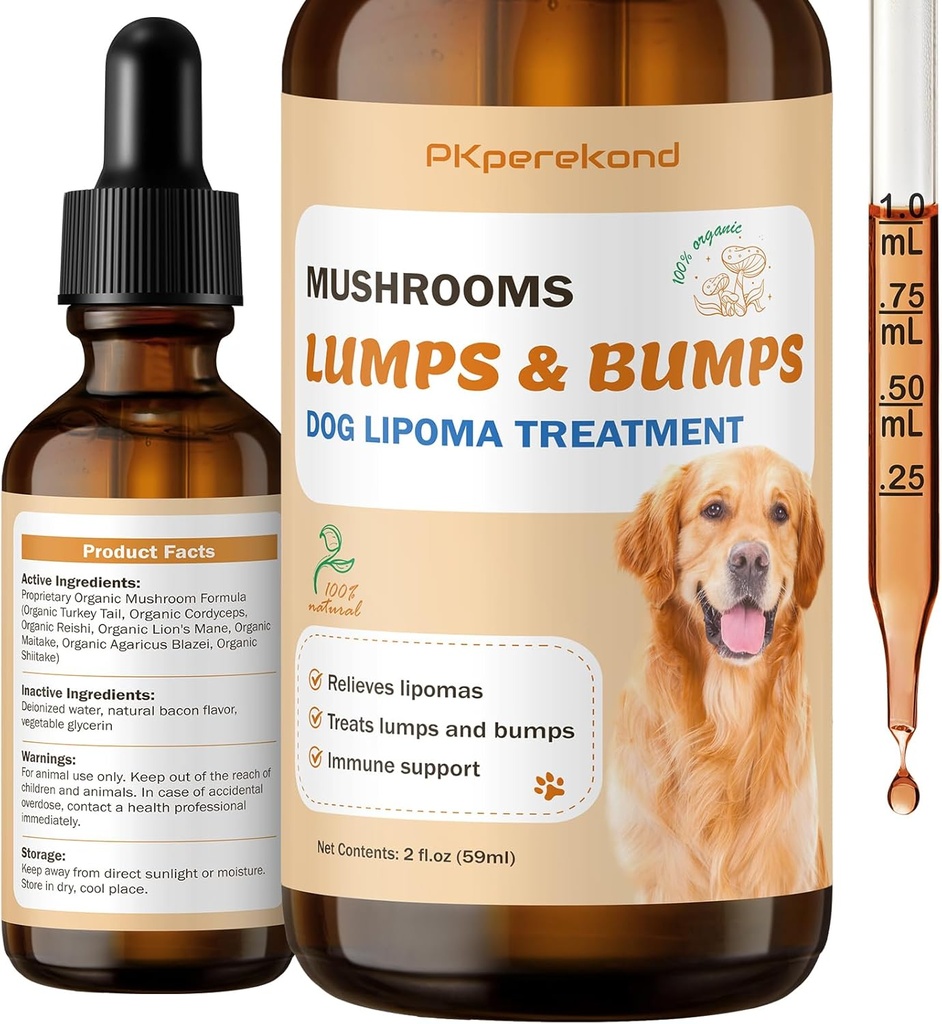Gambe e Bumps Supplemento, Turchia Tail Mushroom Guard per Dog Lipomas, Organic 7 Mushroom Complex Drops, rafforzare l'immunità e l'energia per Buddy con Shiitake Mushrooms, Reishi, Lion's Mane