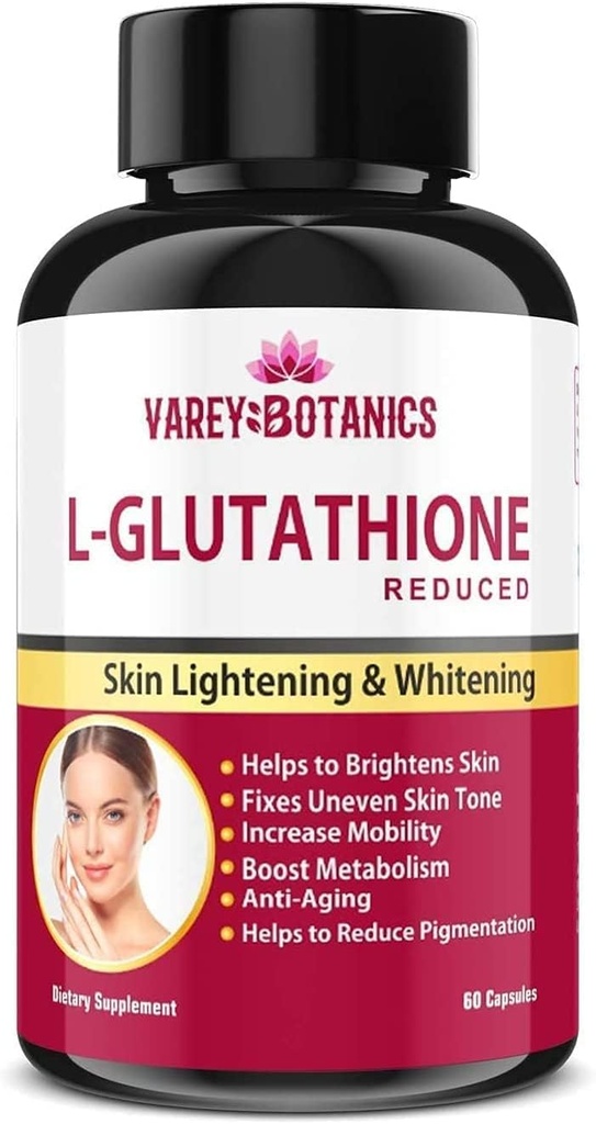 SPEC VAREY BOTANICS L-Glutathione Skin Sbiancamento e alleggerimento capsule con vitamina C & E, Biotina e Grape Seed Extract-1000 mg-per Uomini e donne - 60 capsule