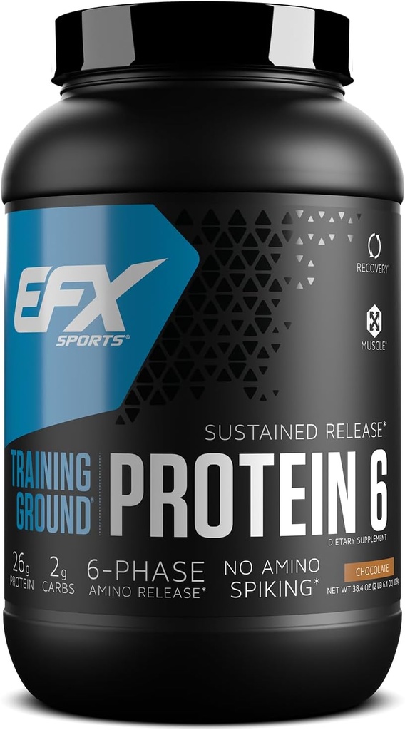 EFX Sports Training Ground Protein 6 | Whey Isolate & Concentrate, Egg White, & Pea Protein | 26g 6-Source Sustained Release Protein | 32 porzioni (Chocolate)