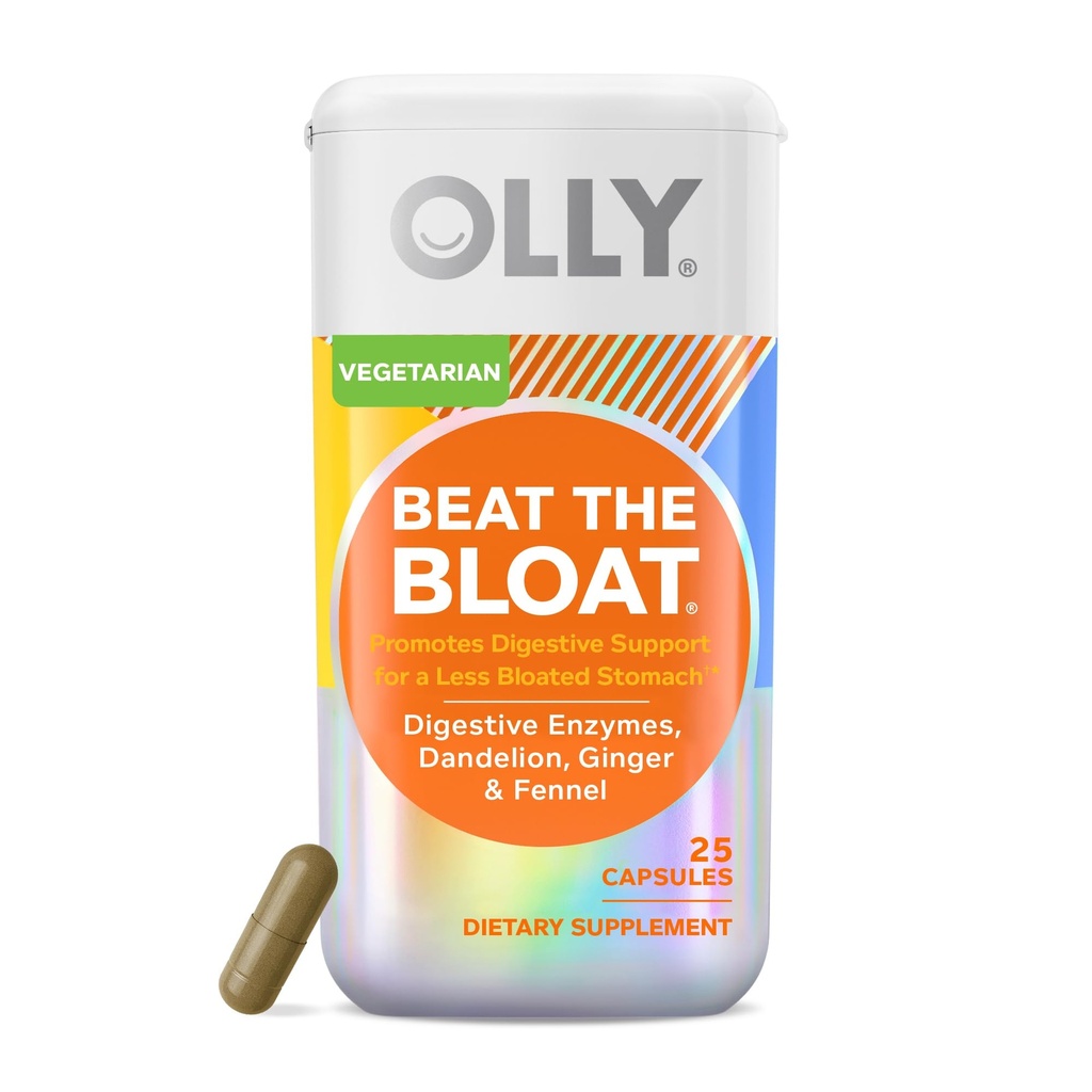 OLLY Beat The Bloat Capsules, Enzimi Digestivi di Supporto, Supplemento per le donne - 25 Conte