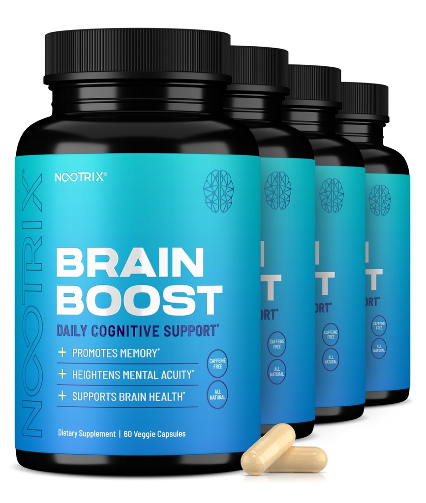 Nootrix Brain Boost Nootropic Supplemento | Supporta memoria, messa a fuoco mentale, salute cognitiva & energia | Caffeina-Free, promuove sano Mood & Brain Funzione w/Gingko Biloba & DMAE | 240 capsule