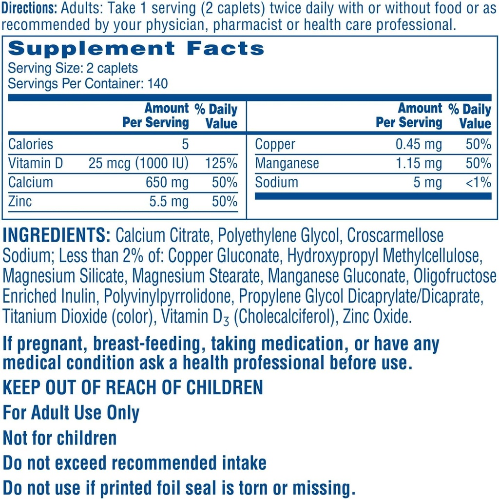 Citrati massimi Plus, altamente solubili, facilmente digeriti, citrato di calcio di 630 mg con vitamina D3 di 1000 IU, supplemento di salute del chiodo per adulti, caplets, 280 conteggio (pacchetto di 1)