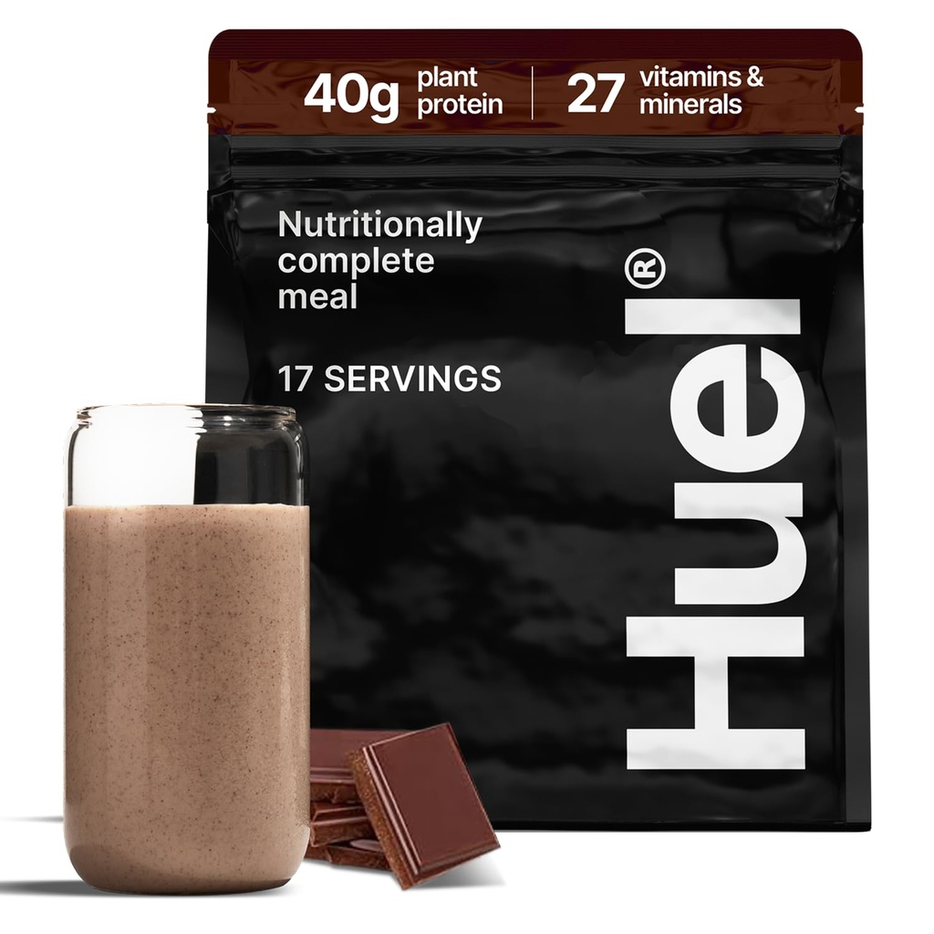 Huel Black Edition | Chocolate 40g Vegan Protein Powder | Nutritivamente Complete Meal | 27 Vitamine e Minerali, Gluten Free | 17 Serve