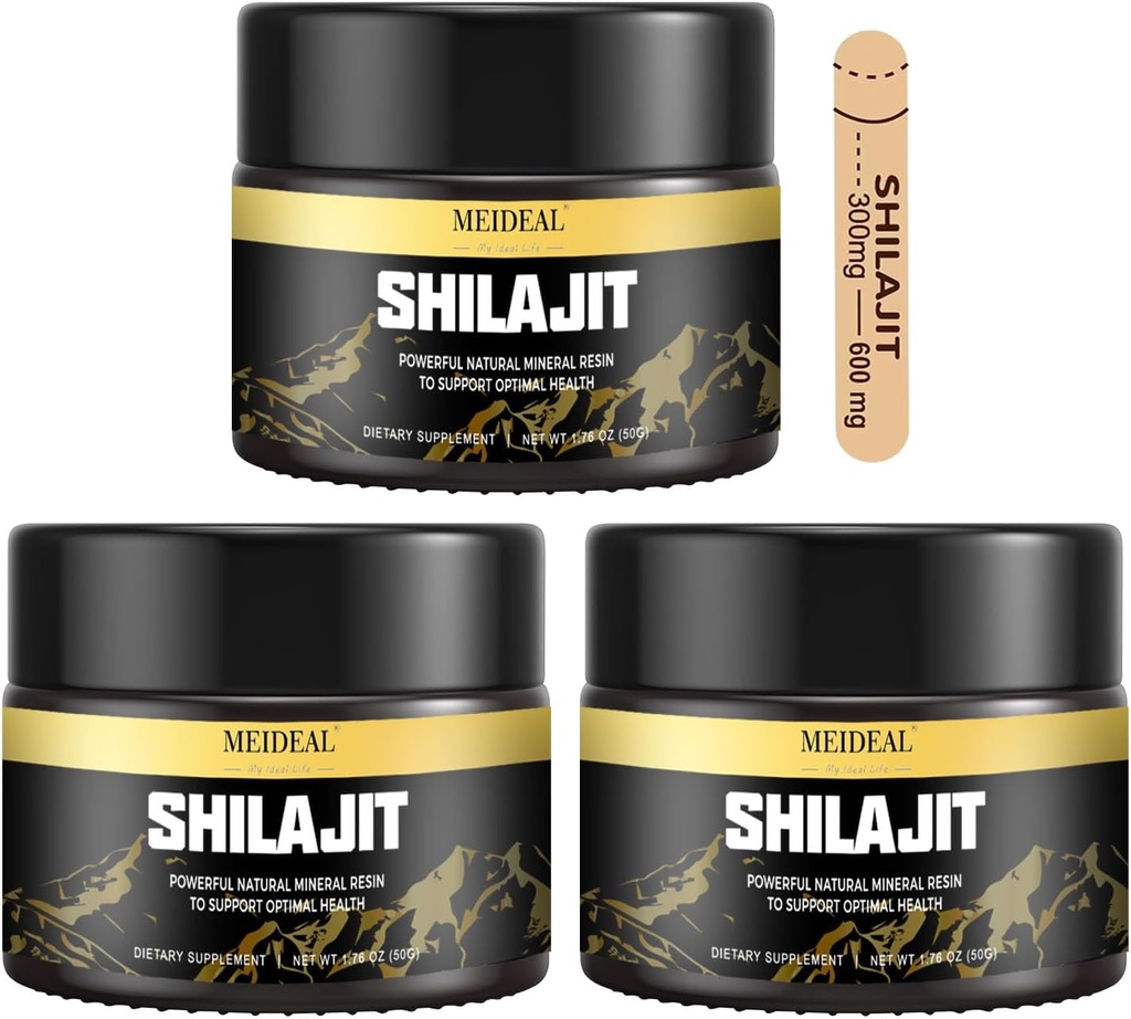 Shilajit Pure Himalayan Organic Shilajit Resina, Gold Grade Shilajit Resina con 85+ Trace Minerals & Fulvic Acid, Pure Shilajit Supplement for Better Health, 50 Gram (3 Pcs)