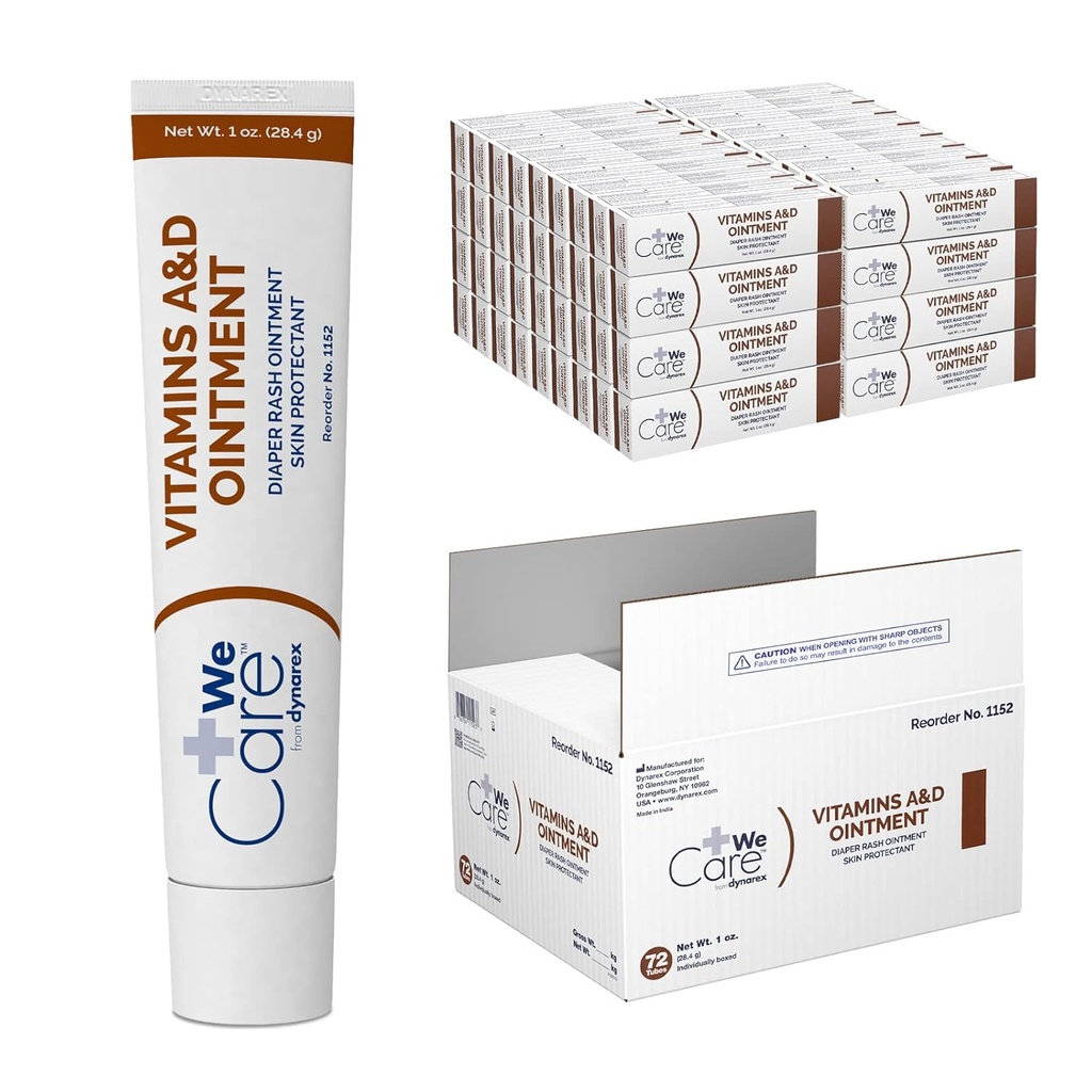 Dynarex 1152 Vitamine A & D Unguento, Bianco, 1 oz. Tubo, Confezione da 72