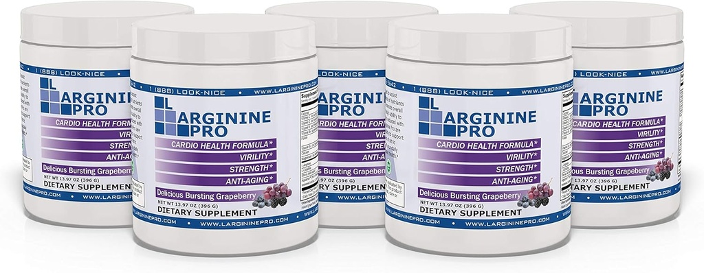 L-ARGININE PRO | 5.500mg L-Arginina Plus L-Citrullina 1,100 mg di polvere di uva Bevare miscela supplemento per la produzione di ossigeno nitrico aumentata