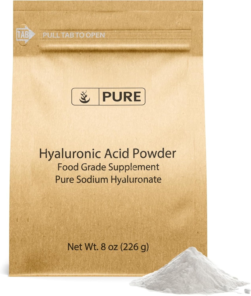 PURE INGREDIENTI ORIGINALI Acido Ialuronico (8 oz) Solubile ad acqua, Polvere fine