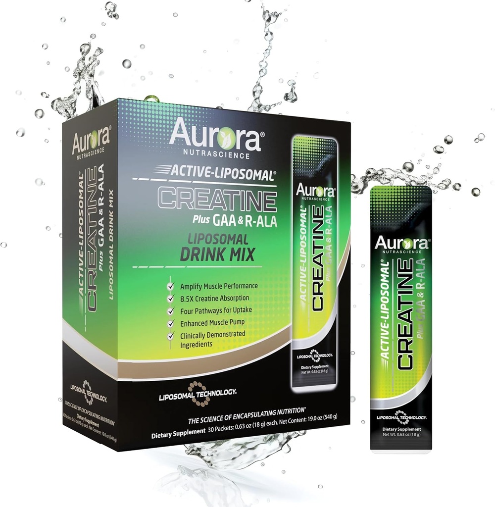Aurora Nutrascience Active Liposomal®, Creatine Plus GAA & R-ALA, 30 Packets, 0.63 oz (18 g)