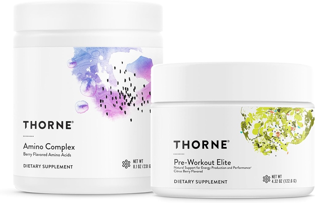 THORNE - Performance Boost Bundle: Pre-Workout & Amino Complex - Energy, Muscle, NSF Certified - da 24 a 30 Serve