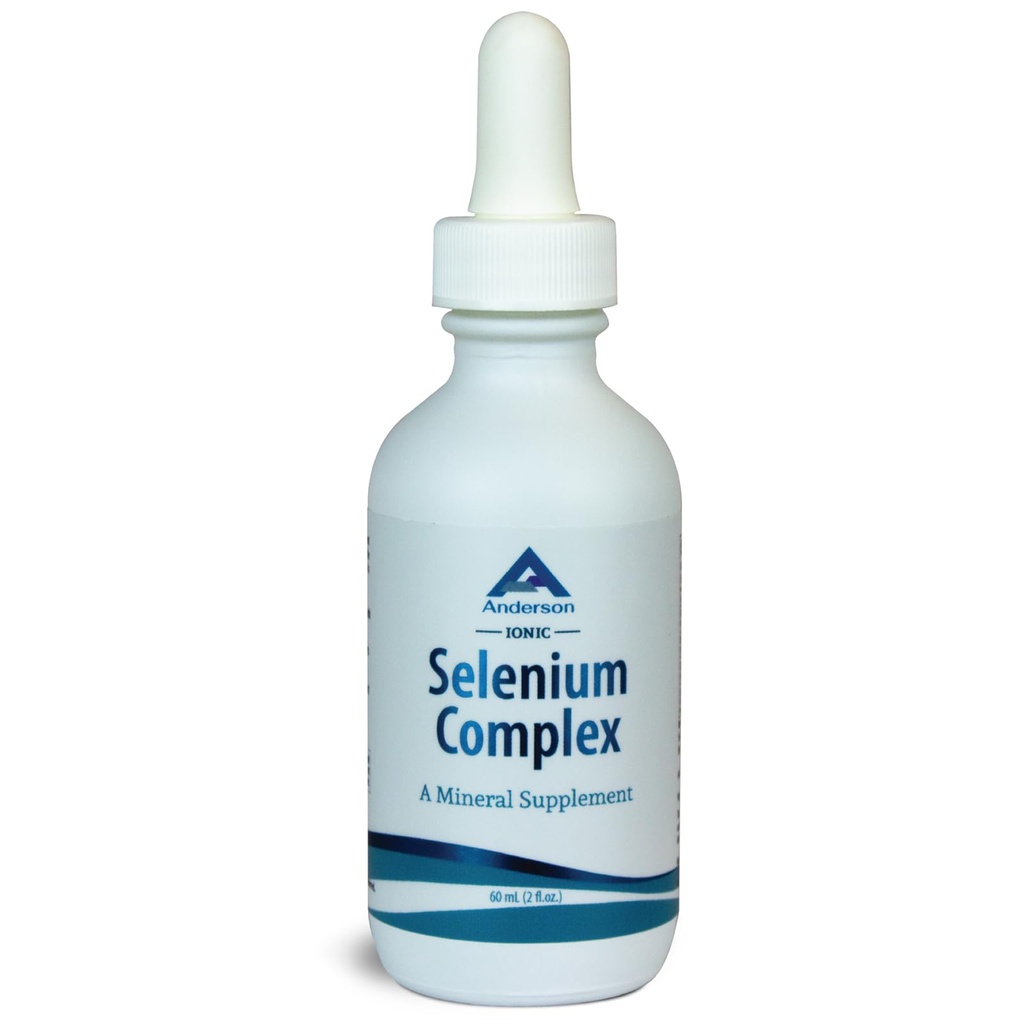 Anderson Ionic Selenium Complex, Liquid Selenium Supplement Drops, Supports Thyroid e Immune System, Antiossidante, Combatte i radicali liberi, Vetro minerale bottiglia con Dropper, 40 Servings, 2 fl oz