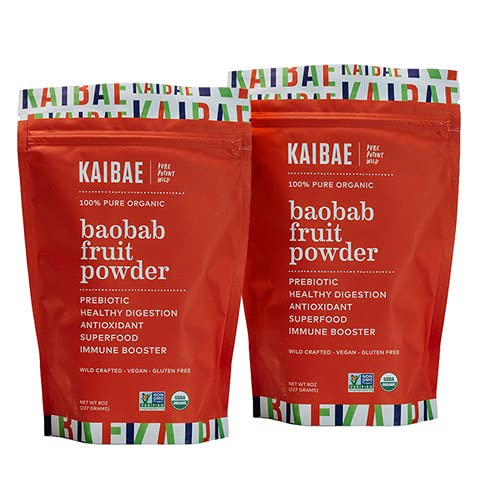 Premium Organic Baobab Powder I Prebiotic Gut Health, Intermittent Fasting, Immunity, Hydration | Vitamina C, Polyphenols, Minerali | Fiber Supplement | 16 oz.