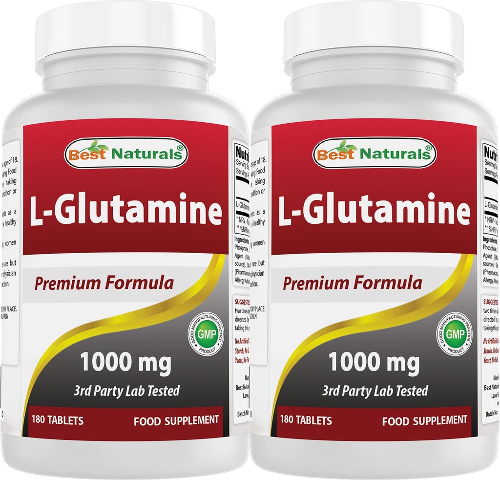 I migliori naturali L-Glutamina 1000 mg 180 compresse (180 conteggio (pacchetto di 2))