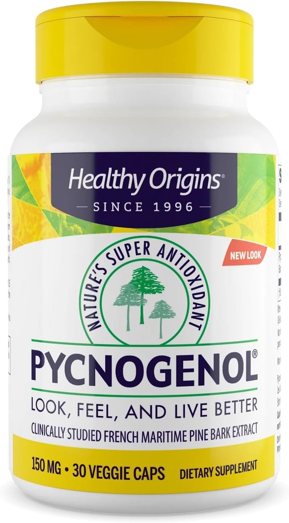 Sani Origini Pycnogenol 150 mg, Estratto di corteccia di pino marittimo francese, Natura Super Antiossidante, Antiossidante, Non OGM, Vegan, 30 capsule vegetali