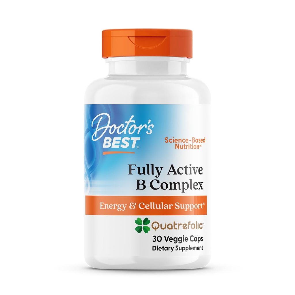 I medici migliori complesso B completamente attivo, energia e supporto cellulare, non OGM, senza glutine, senza soia, Vegan 30 tappi veggie