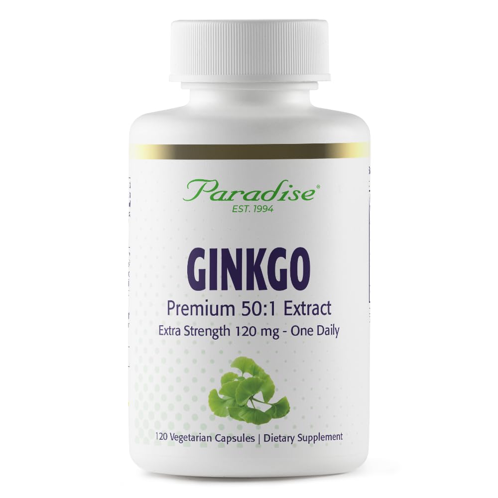 Estratto di Ginkgo Biloba, Super Potent, Ultra Pure, Vegan, Non OGM, Gluten Free, 120 capsule vegetariane