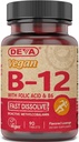 Deva Vegan Vitamina B12 Fast Dissolve Supplemento - Complesso Una volta per giorno con 1000 Mcg Methylcobalamin B12, Acido Folico, B6 - Limone Flavor - 90 compresse dissolvibili, 1-Pack