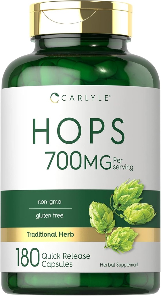 Carlyle Hops Supplemento 700mg | 180 capsule | Non-GMO & Gluten Free | Herb tradizionale