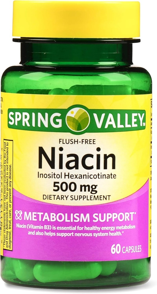 Sostegno Metabolismo 500 mg Niacin senza Flush, 60 capsule (Pack of 2)