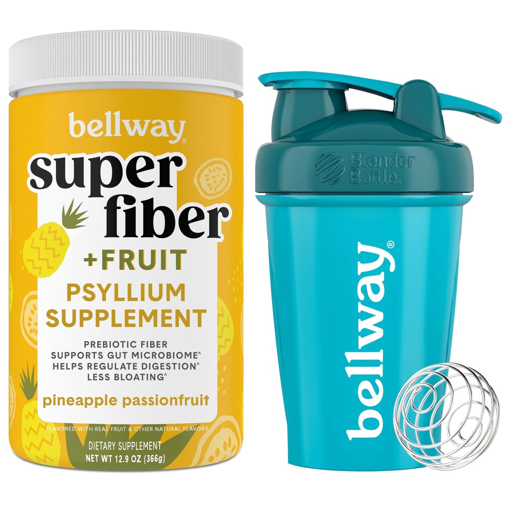 Bellway Super Fiber Polvere + frutta, ananas passione Frutta Shaker bottiglia Bundle