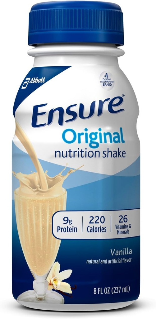 Assicurare Agitazione nutrizionale originale con 9g di Proteine, Agi di Sostituzione del Pasto, Vanilla, 8 Fl Oz (Pack of 16)