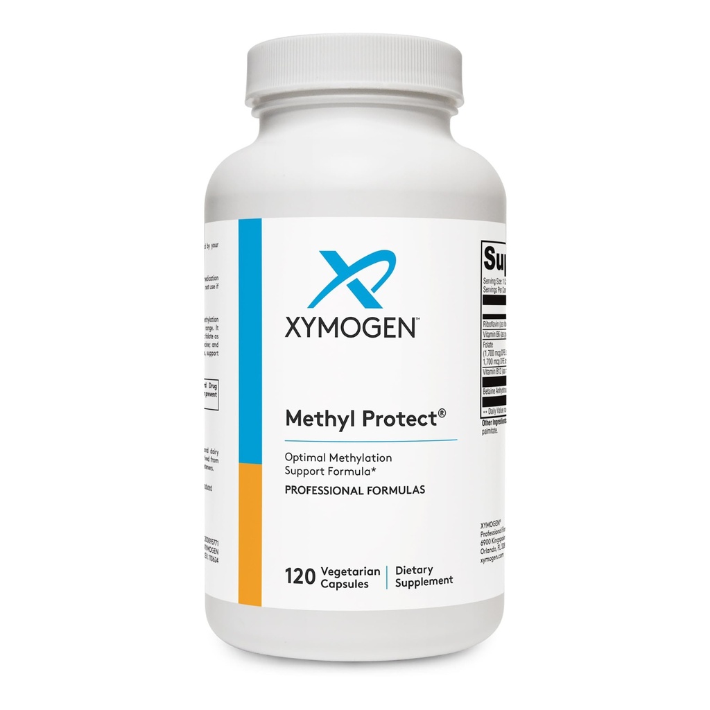 XYMOGEN Methyl Protect - Formula di metilazione ottimale con Folato di metile, vitamina B12 (metilcobalamina b12), Riboflavin + B6 Vitamine - Cognitivo, Omocisteina + Integratori di salute del cuore (120 capsule)