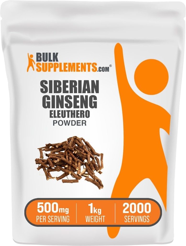 BulkSupplements.com Polvere di Eleuthero - Polvere di Ginseng siberiana, Eleutherococcus senticosus, Ginseng Herbal Supplement - Gluten Free, 500mg per Serving, 1kg (2.2 lbs) (Pack of 1)