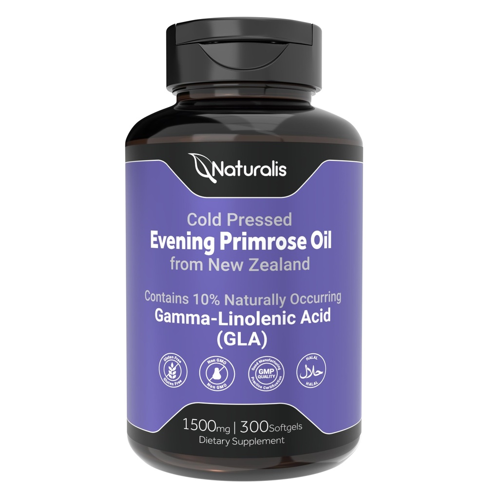 Naturalis Evening Primrose Oil (Cold Pressed) | 100% naturale dalla Nuova Zelanda | Non OGM, Soy & Gluten Free, Zero Filler | 300 Mini-Softgels