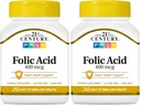 21 ° secolo acido folico 400 mcg compresse, 250 conteggio (pacchetto di 2)