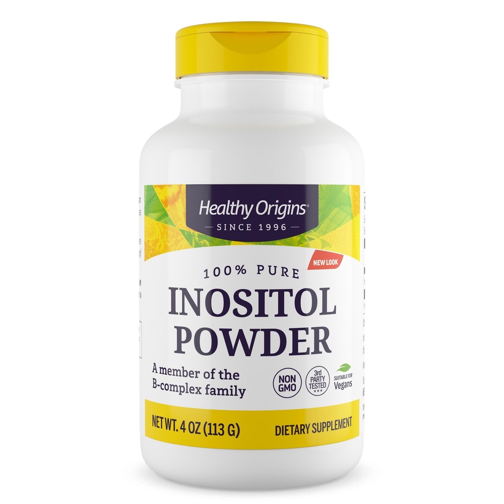 Polvere di inositolo di origine sana, 113 g - per la pelle, la salute dei capelli e delle unghie - Supplemento della polvere della vitamina B8 - parte della famiglia complessa B - Vegan, supplemento non OGM & senza glutine - 4 Oz