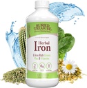 Buried Treasure Herbal Iron - 48 Servings, Liquid Iron and Herbal Supplement, Vitamine complessi di vitamina C & B, Verdi ricchi di ferro, Ferro vegano per uomini e donne