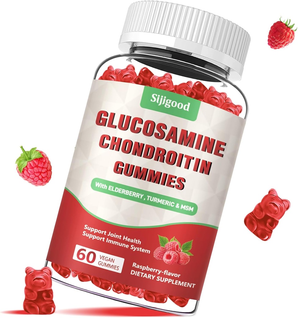 Gummie di condroitin di Glucosamina migliorate con MSM per adulti - Salute e flessibilità congiunti extra-forza, supplemento di supporto antiossidante e immunitario, 60 conteggi