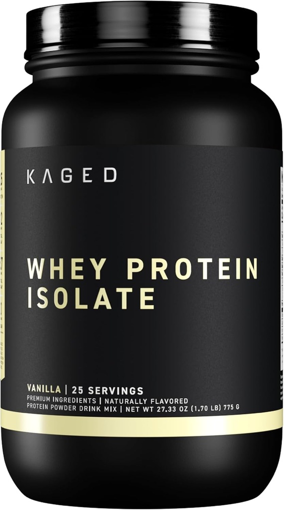 Kaged Whey Protein Isolate Powder | Vanilla | 100% Pure Low Lactose Whey | Post Workout Recovery Drink | Supporta la costruzione del muscolo | Integratori per uomini e donne | 25 Serve